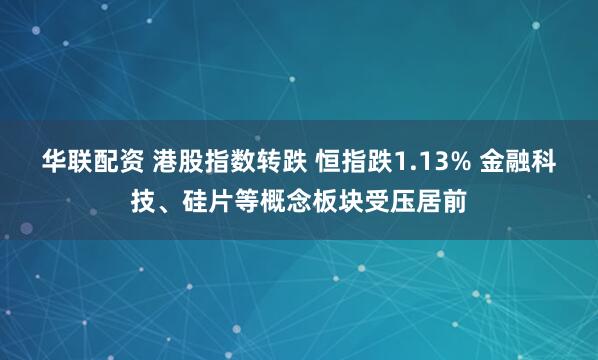 华联配资 港股指数转跌 恒指跌1.13% 金融科技、硅片等概念板块受压居前